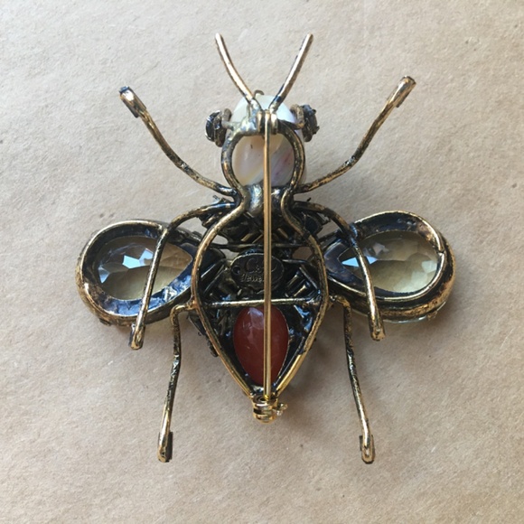 C&D JEWELRY Vintage Costume Bee Bug Fly Insect Beetle Brooch Pin Iradj Moini - Picture 3 of 11